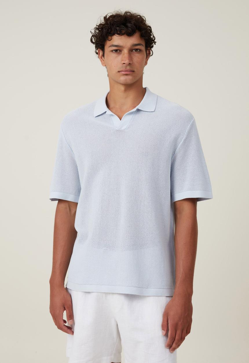 Cotton On - Resort short sleeve polo - light blue