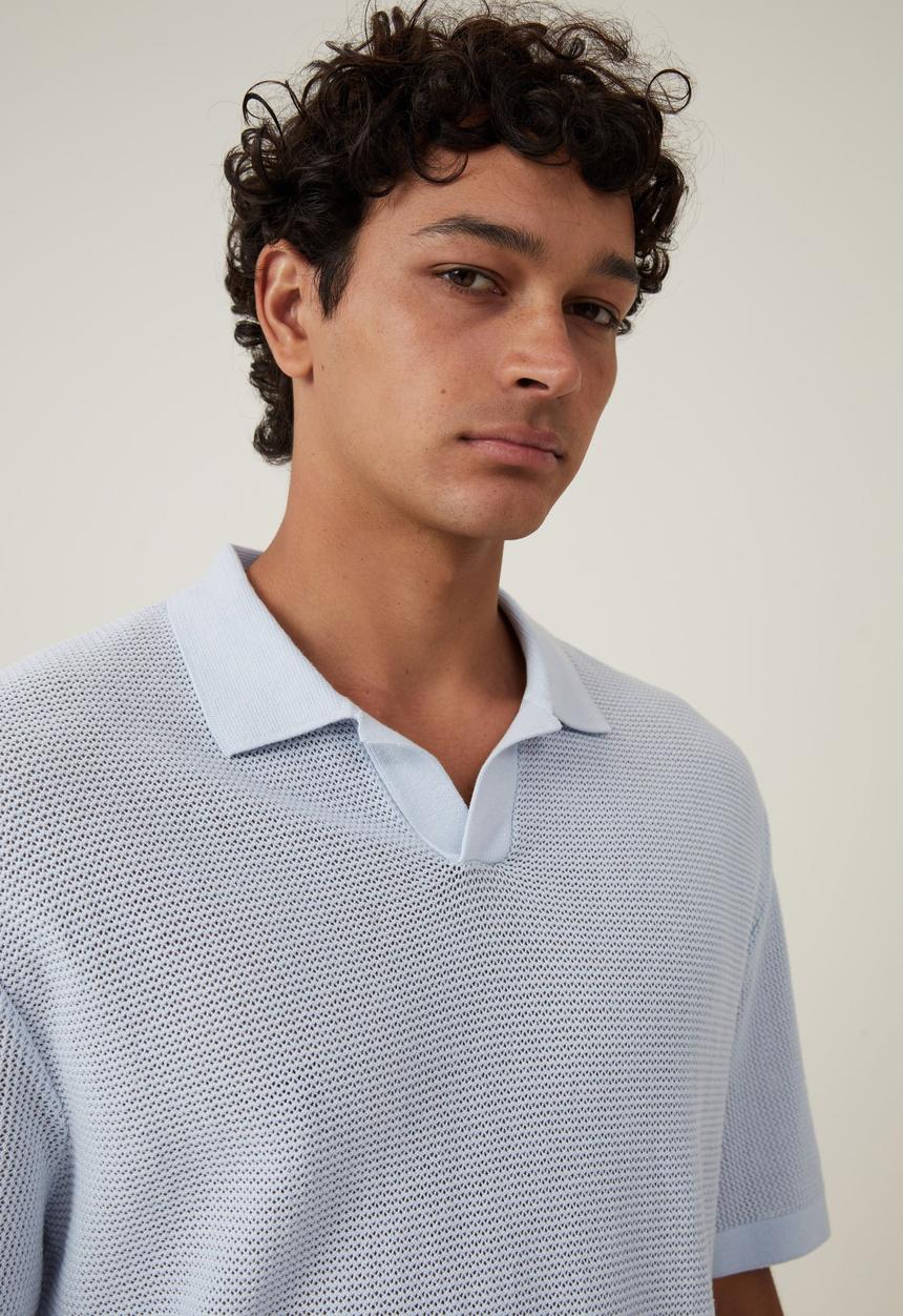 Cotton On - Resort short sleeve polo - light blue