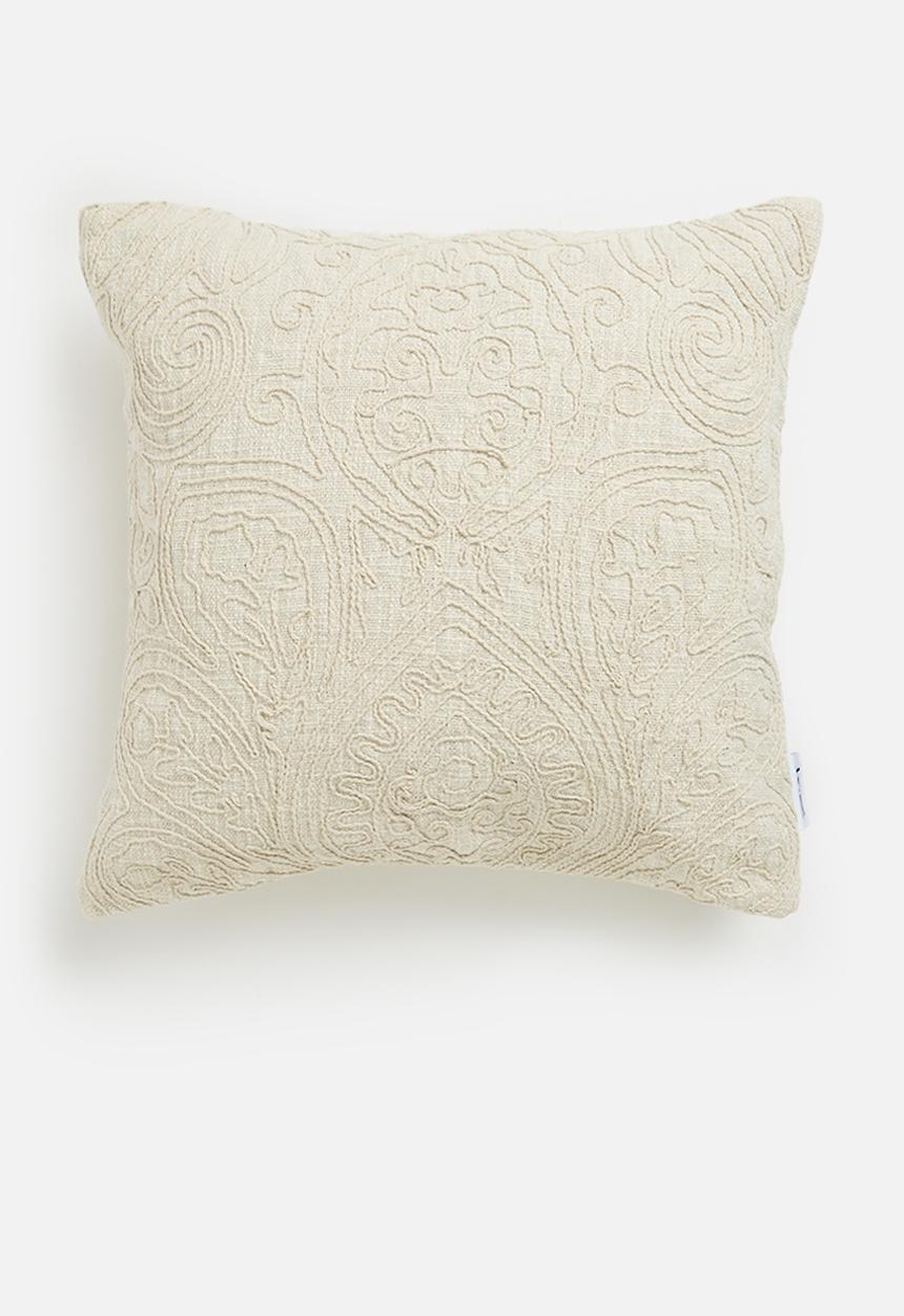 Sixth Floor - Vintage embroidery cushion cover - Natural