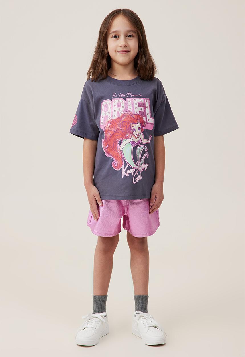 Cotton On - Disney Ariel drop shoulder short sleeve tee - rabbit grey