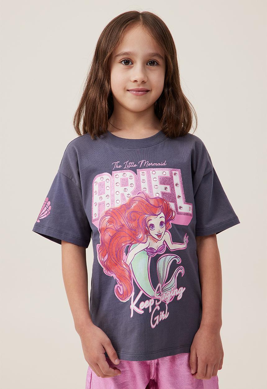Cotton On - Disney Ariel drop shoulder short sleeve tee - rabbit grey