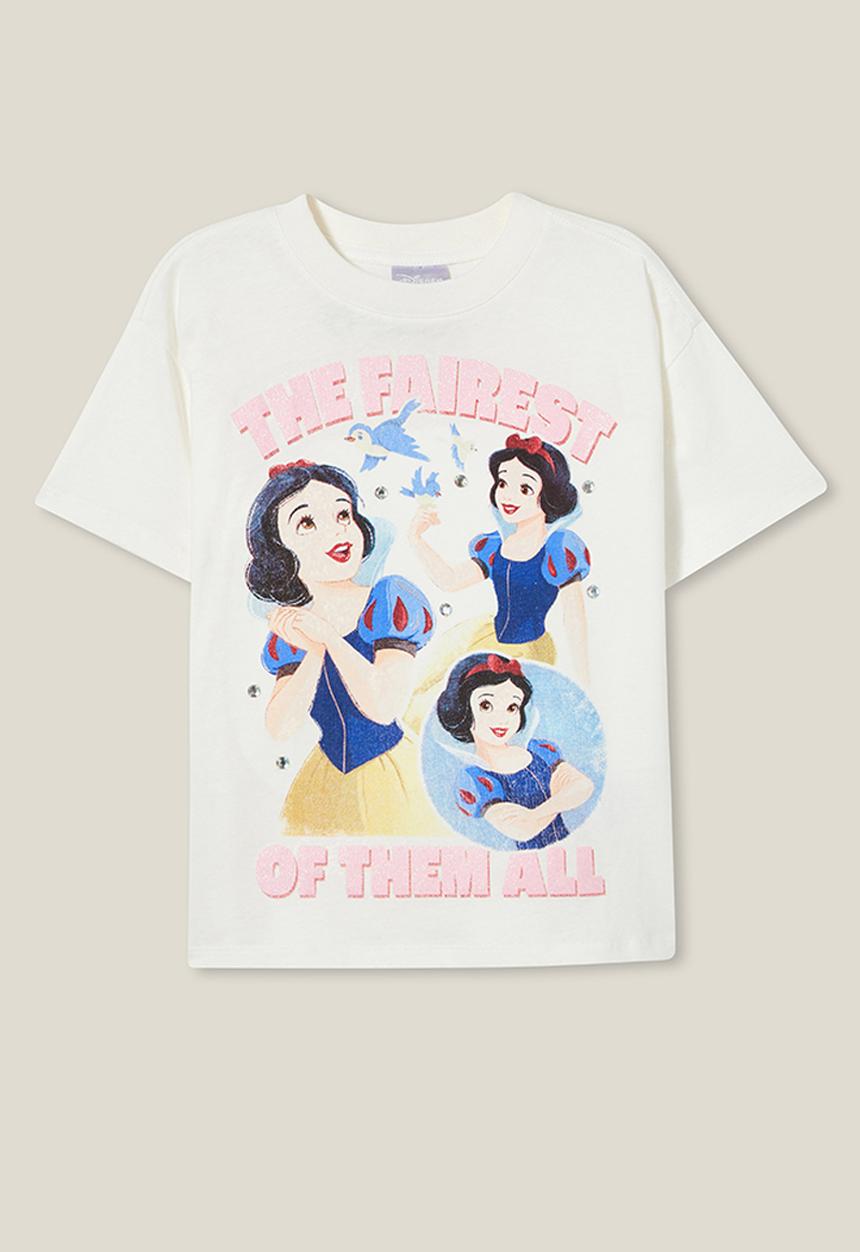 Cotton On - Disney Snow White drop shoulder short sleeve tee - white/vanilla