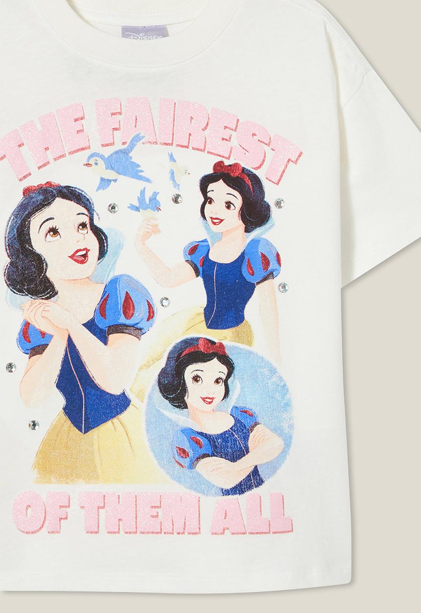 Cotton On - Disney Snow White drop shoulder short sleeve tee - white/vanilla
