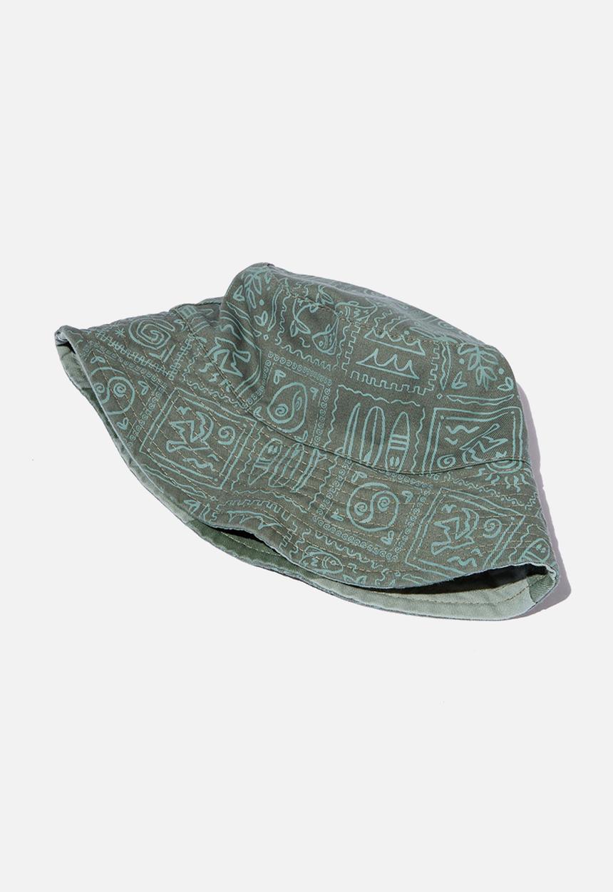 Cotton On - Kids reversible bucket hat - swag green/deep sage medi coast