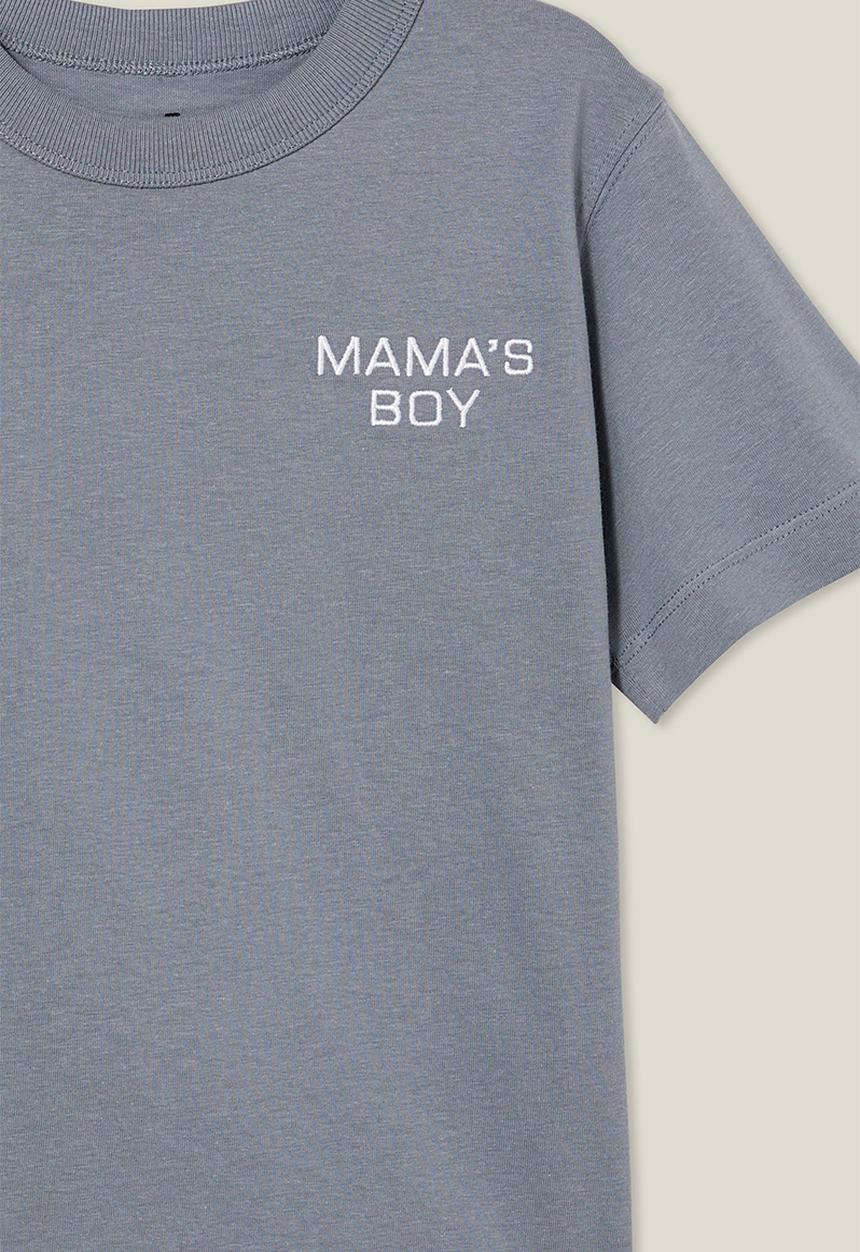 Cotton On - Jonny short sleeve graphic print tee - steel/mama s boy