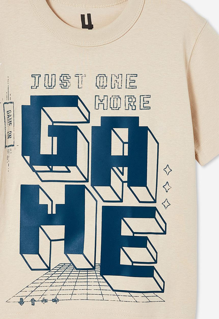 Cotton On - Jonny short sleeve graphic print tee - rainy day/just one more game