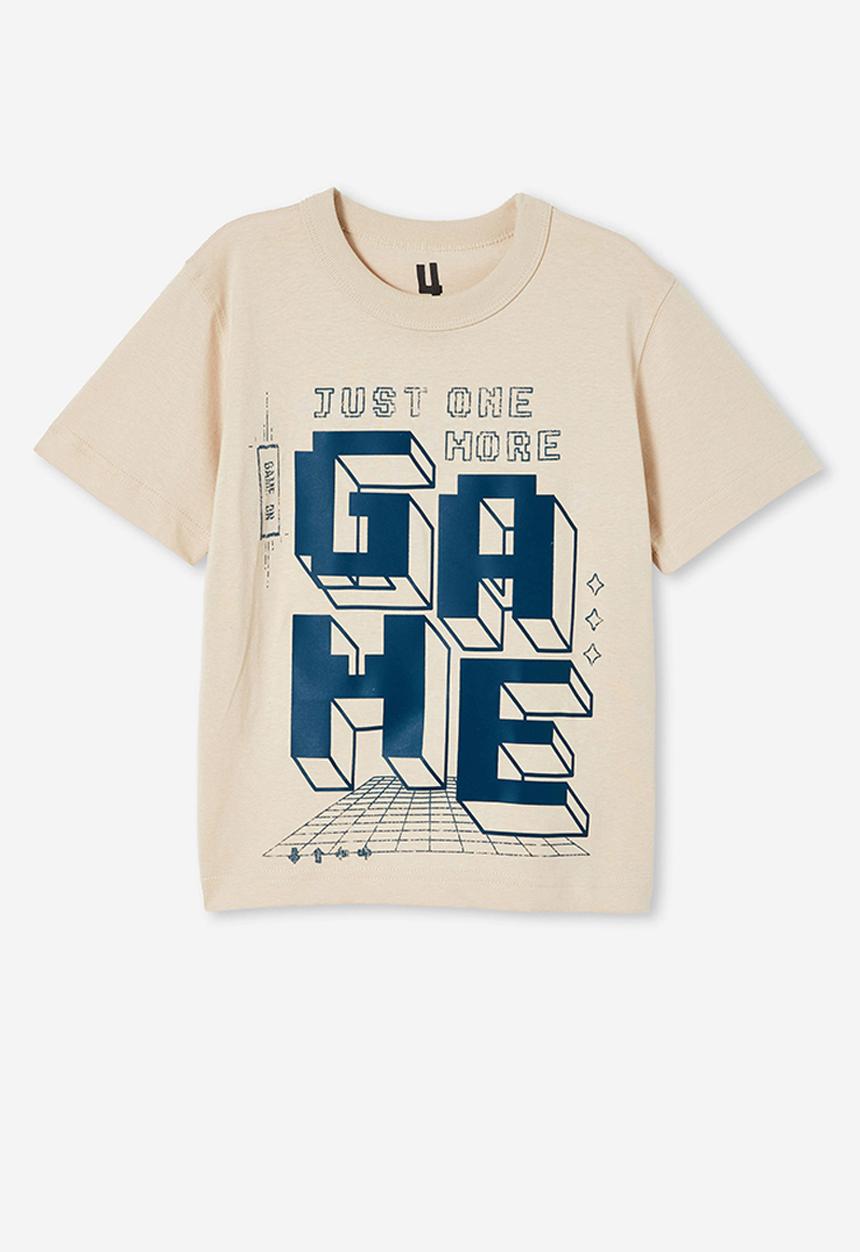 Cotton On - Jonny short sleeve graphic print tee - rainy day/just one more game