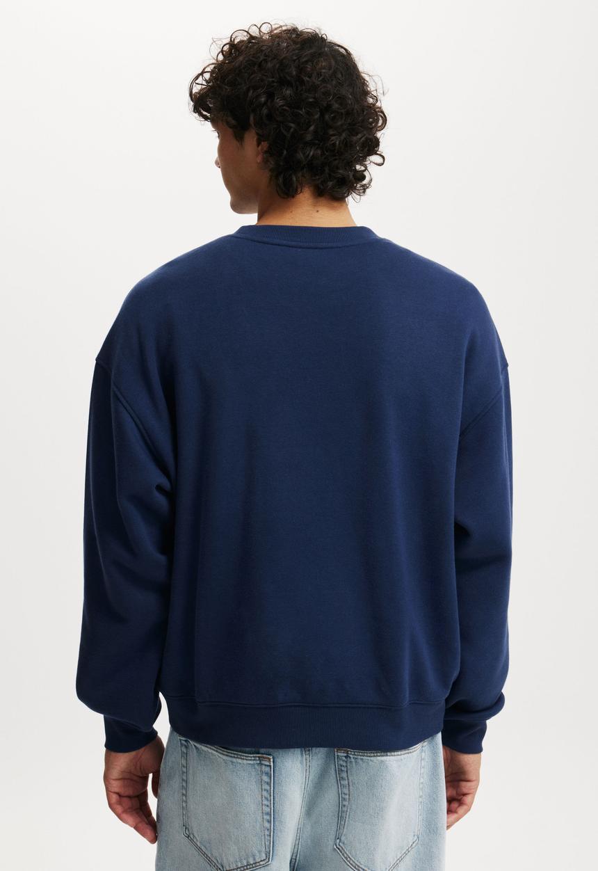 Cotton On - Box fit graphic crew sweater - indigo