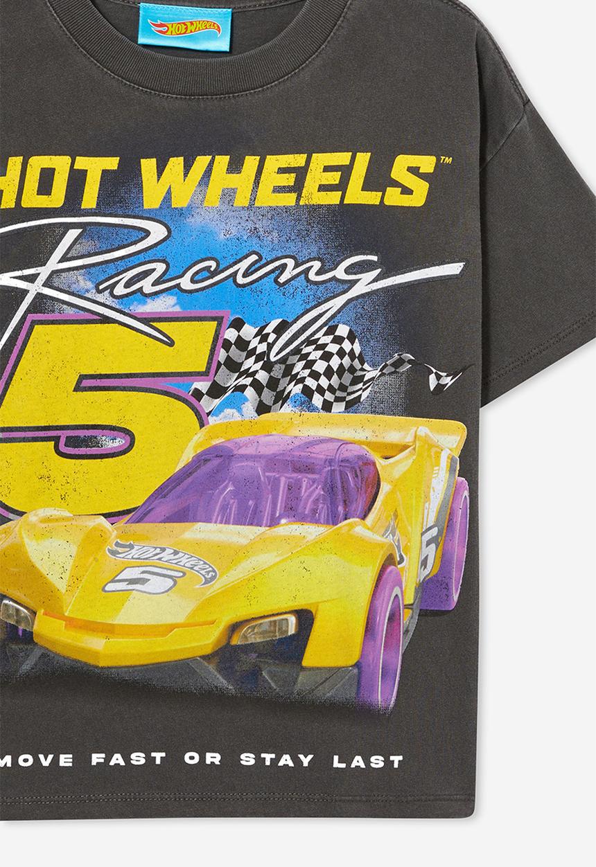 Cotton On - Hot Wheels drop shoulder short sleeve tee - phantom wash 