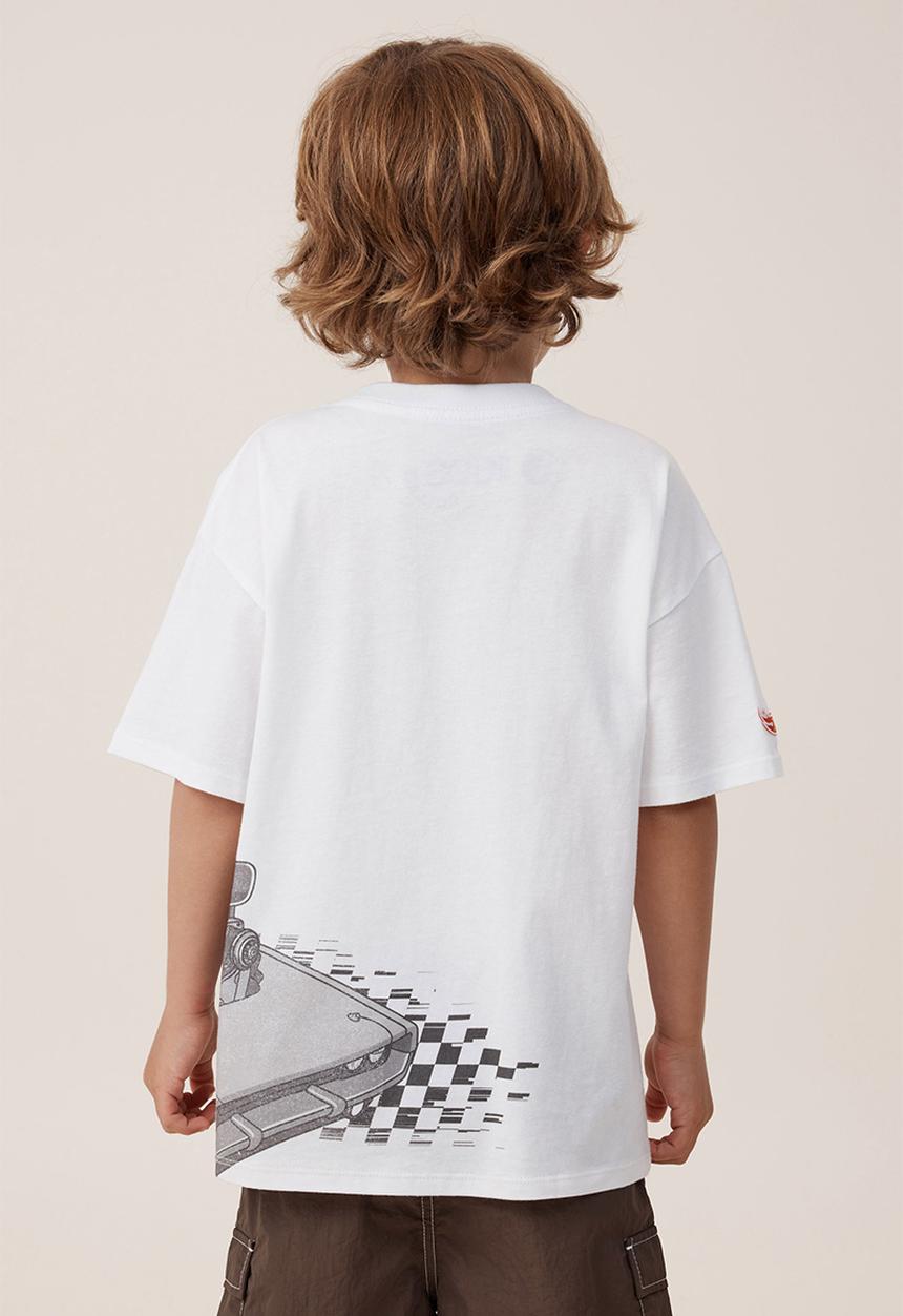 Cotton On -  Hot Wheels drop shoulder short sleeve tee - lcn mat white