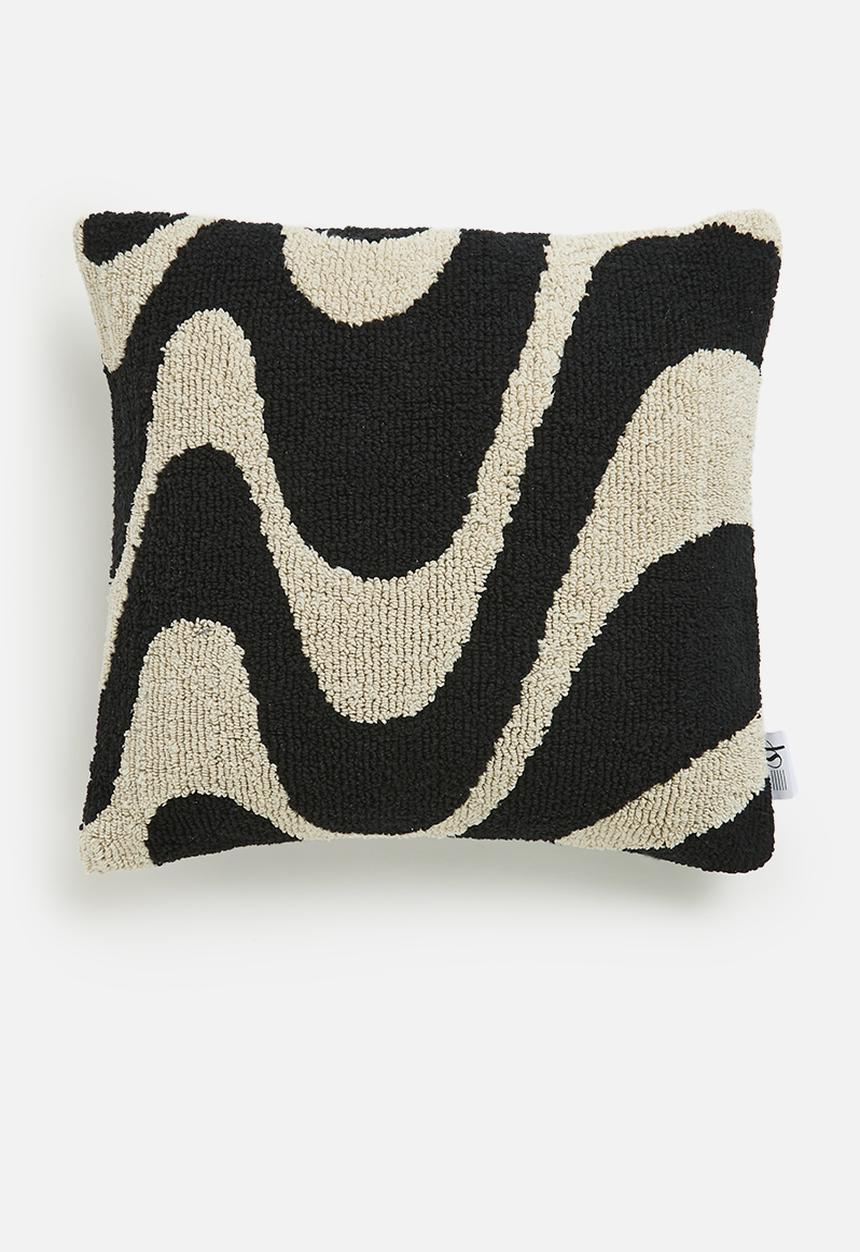 Sixth Floor - Swirl tufted cushion cover - black & neutral