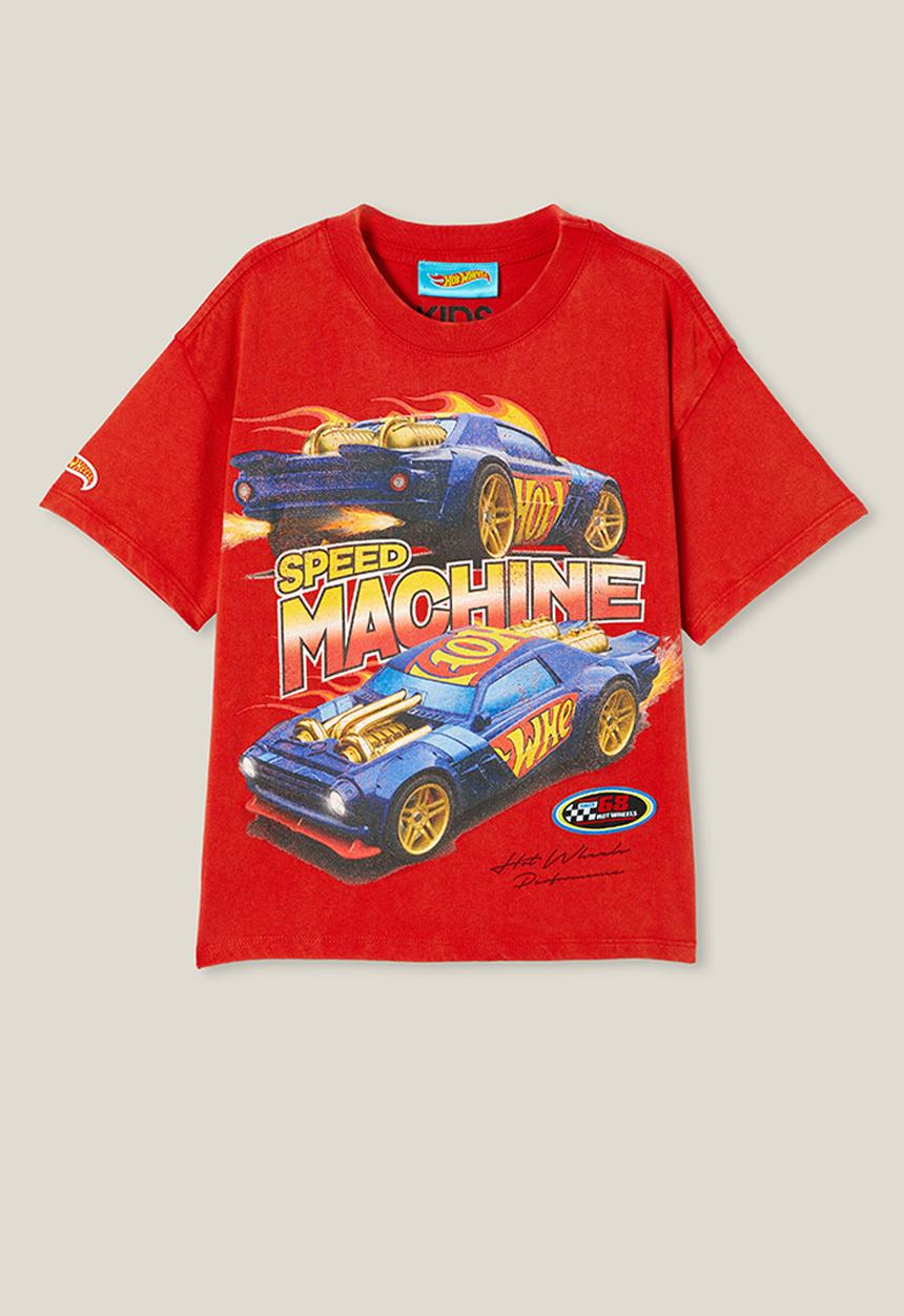 Cotton On - Hot wheels drop shoulder short sleeve tee - red