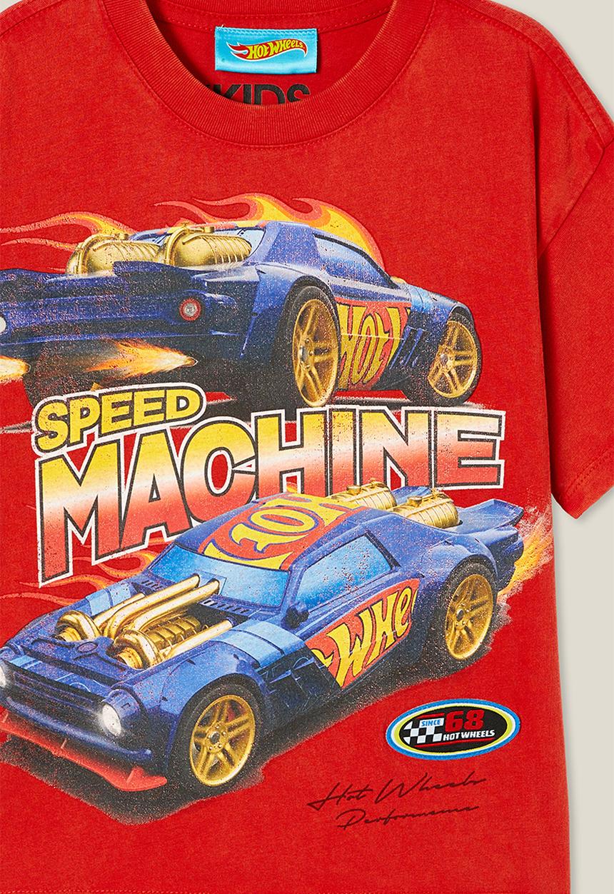 Cotton On - Hot wheels drop shoulder short sleeve tee - red
