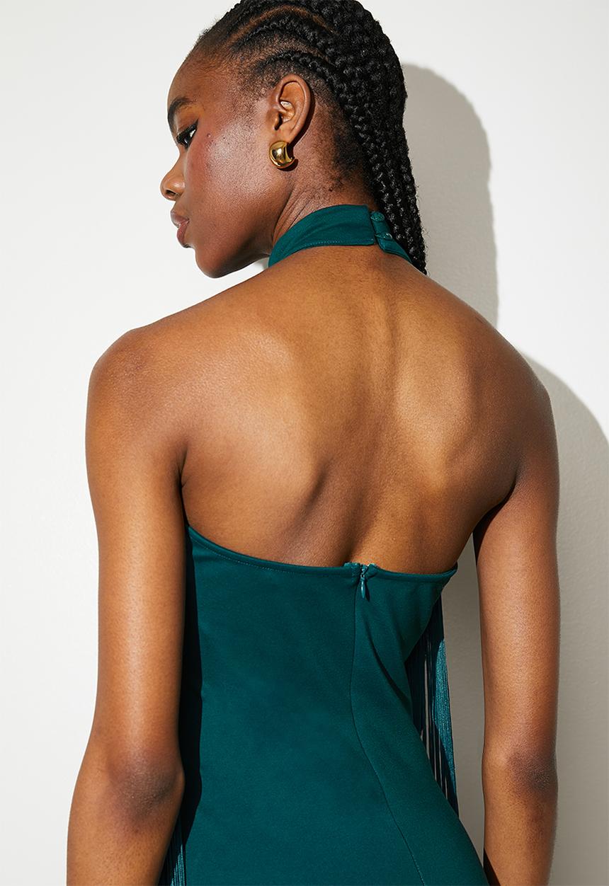 VELVET - Fringe mini dress - teal