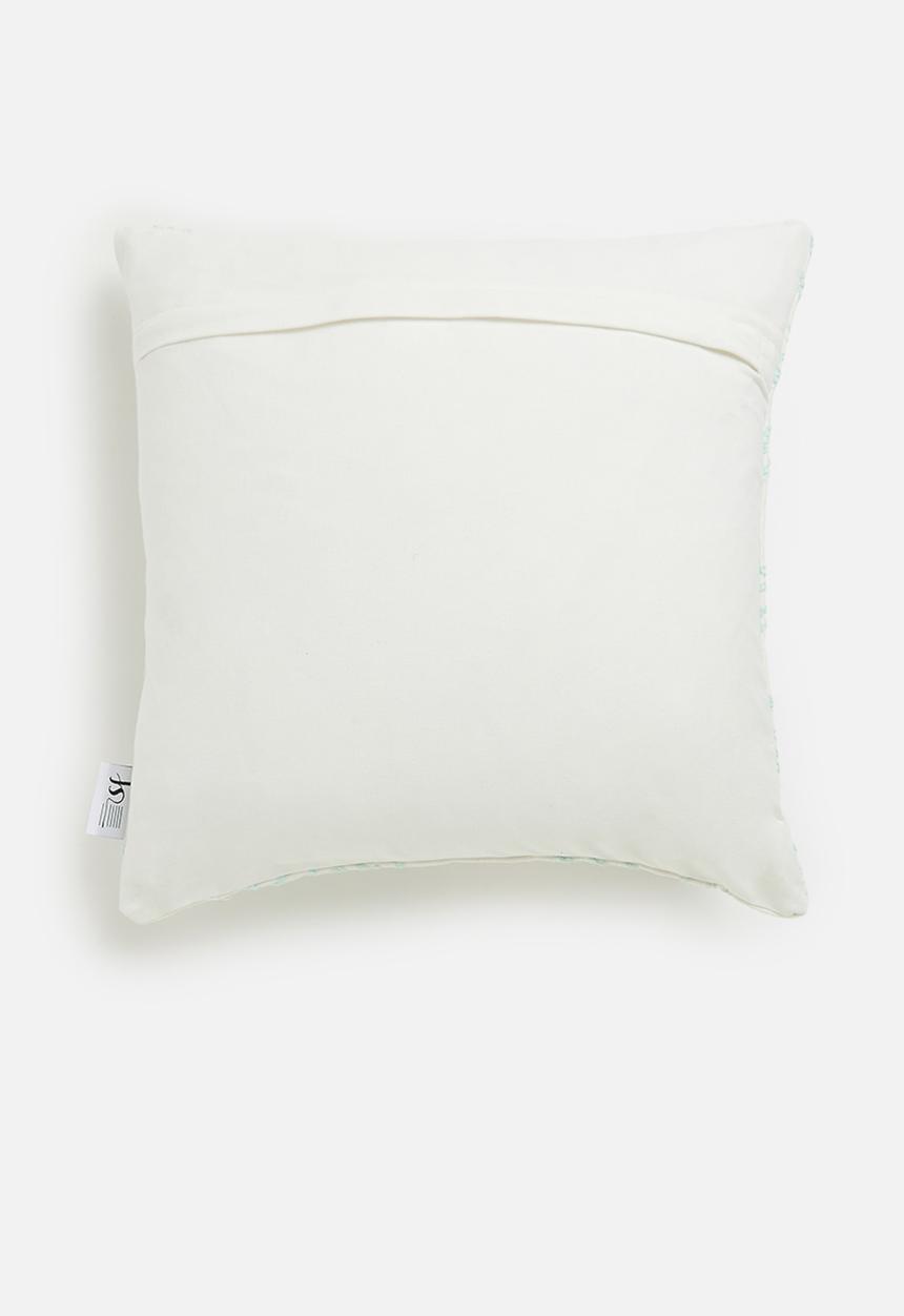 Sixth Floor - Star embroidered woven cushion cover - blue