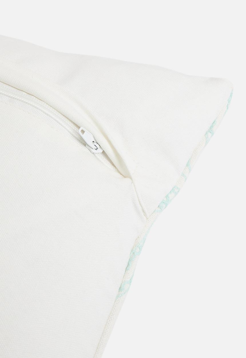 Sixth Floor - Star embroidered woven cushion cover - blue