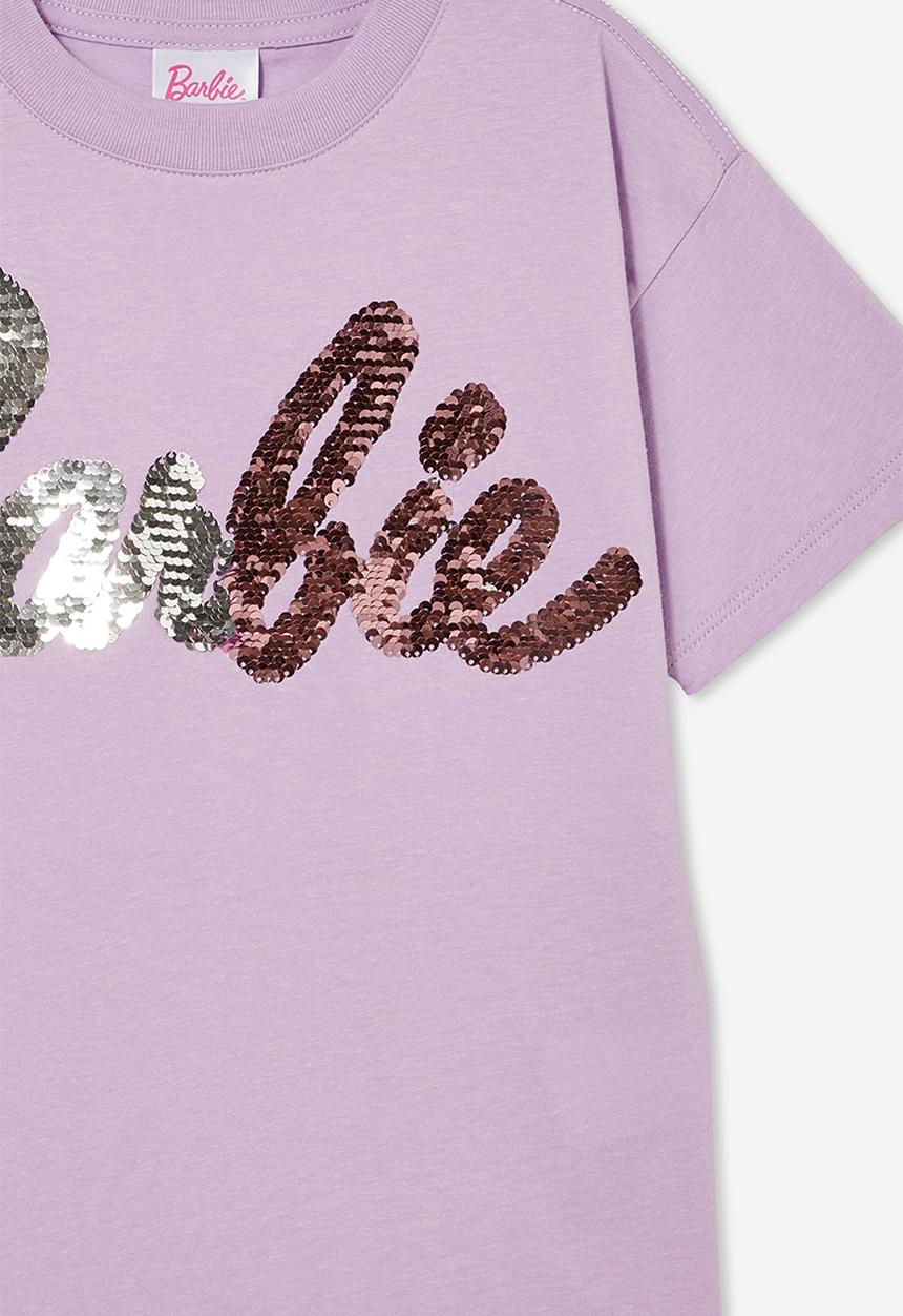 Cotton On - Barbie drop shoulder short sleeve tee - lilac
