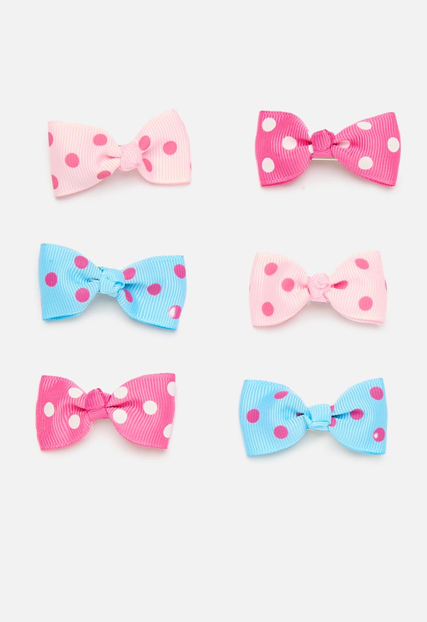 Pop Candy - 6 Piece polka dot hair clip set - multi