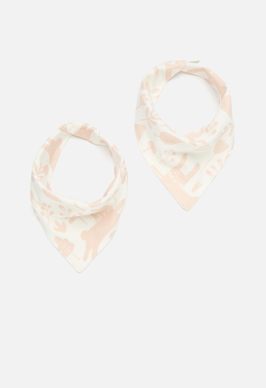 Pop Candy - 2 Pack printed bibs - coral orange & white