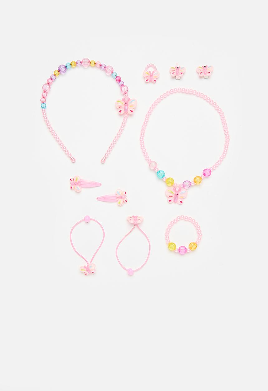 Pop Candy - 6 Piece necklace and headband set - pink