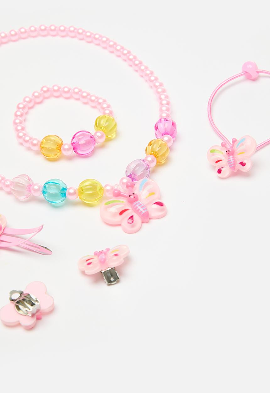 Pop Candy - 6 Piece necklace and headband set - pink