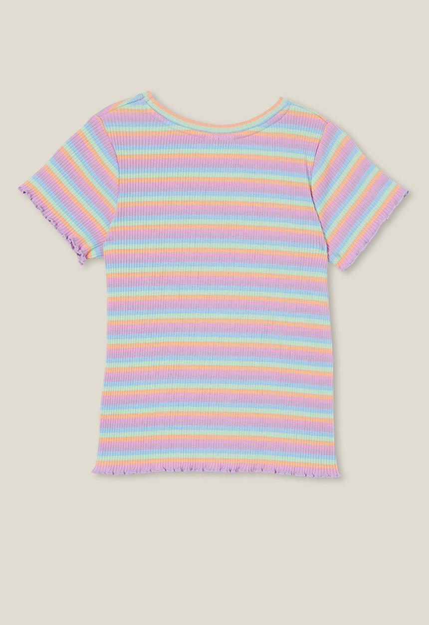 Cotton On - Raya rib baby tee - rainbow stripe rib
