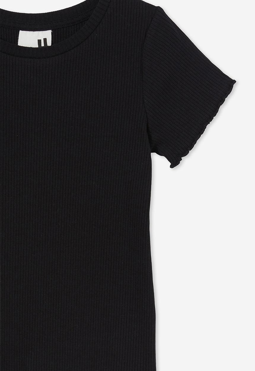 Cotton On - Raya rib baby tee - black rib