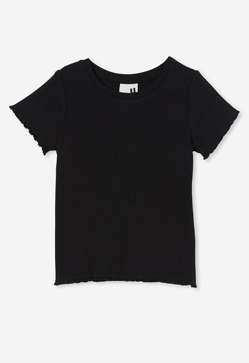Cotton On - Raya rib baby tee - black rib