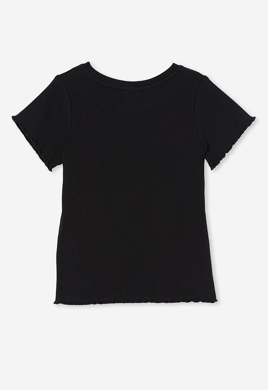 Cotton On - Raya rib baby tee - black rib