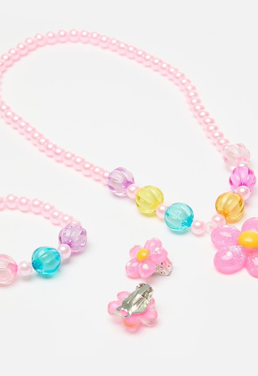 Pop Candy - Daisy bracelet and necklace set - pink