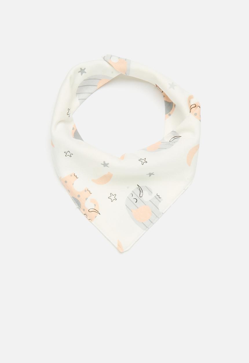 Pop Candy - 2 Pack printed bibs - coral orange & grey
