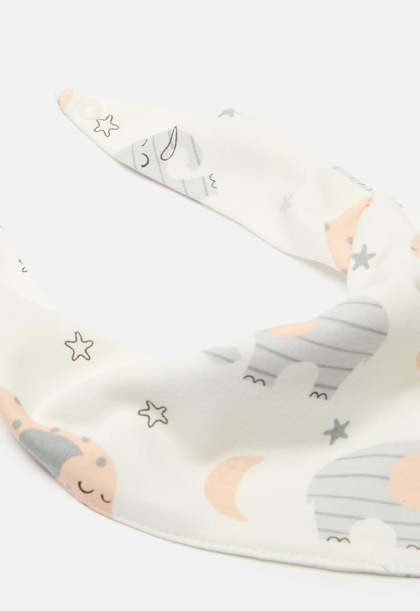 Pop Candy - 2 Pack printed bibs - coral orange & grey