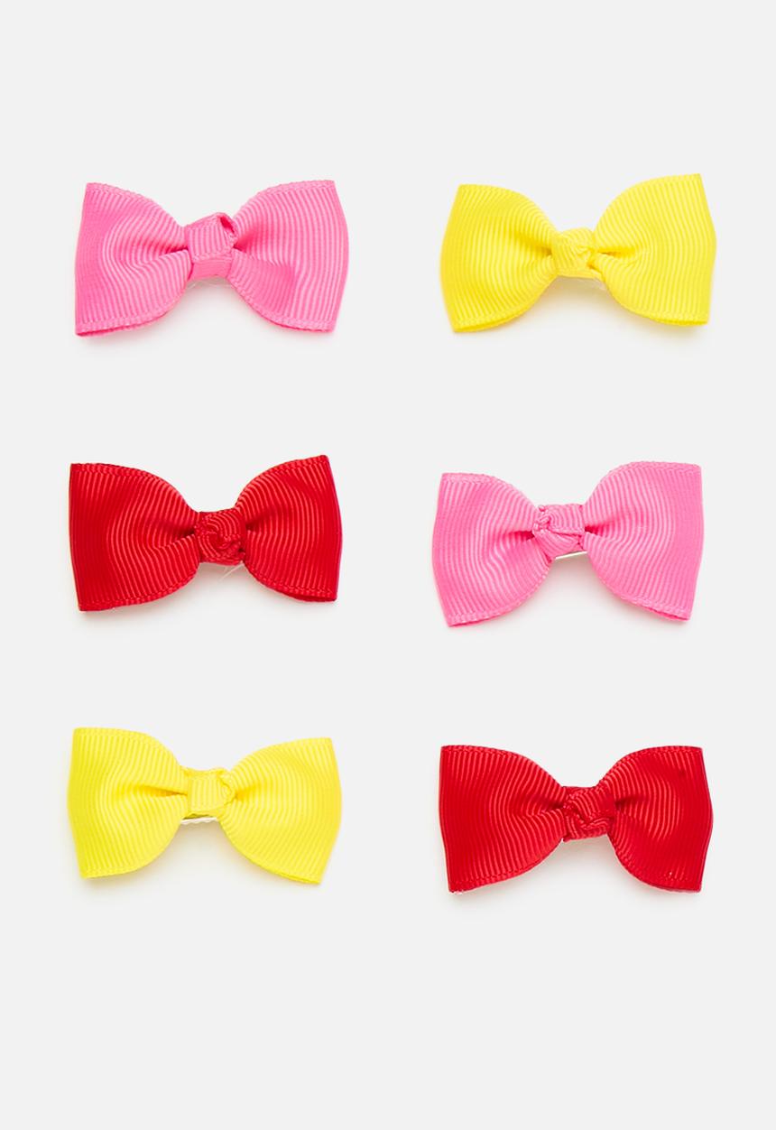 Pop Candy - 6 Piece bow knot hair clip set - multi