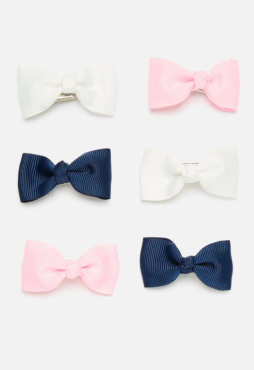 Pop Candy - 6 Piece bow knot hair clip set - multi