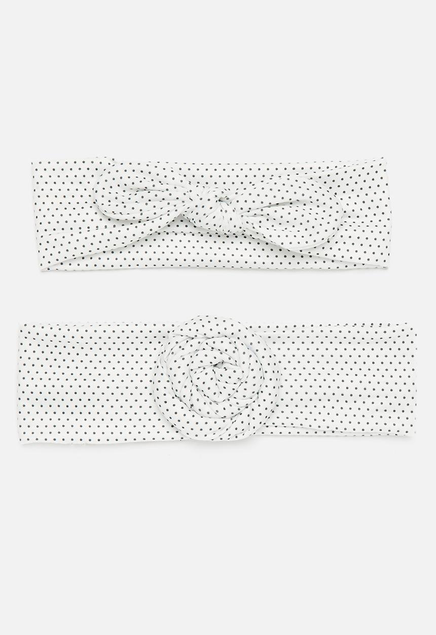 Pop Candy - 2 Pack polka dot knotted headbands - black & white