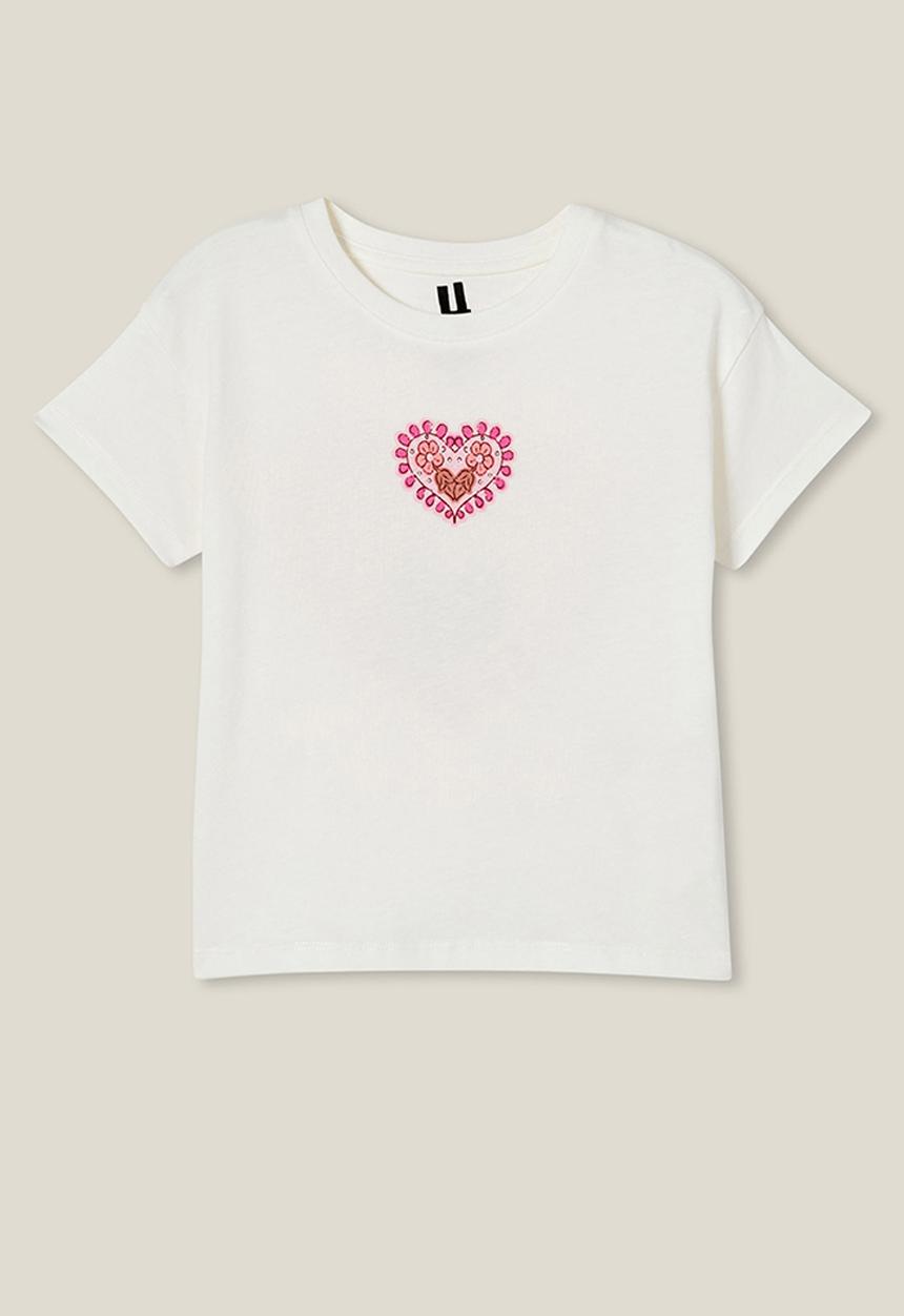 Cotton On - Poppy short sleeve graphic print tee - vanilla/stay wild heart