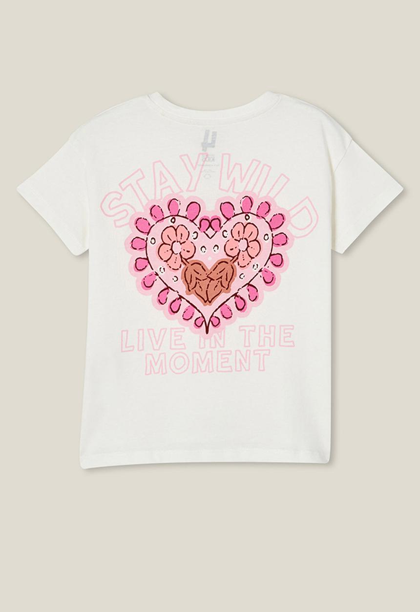 Cotton On - Poppy short sleeve graphic print tee - vanilla/stay wild heart