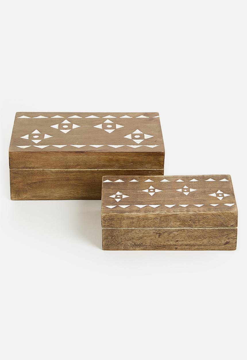 H&S - Decorative Mango Wood Box Set of 2 - neutral