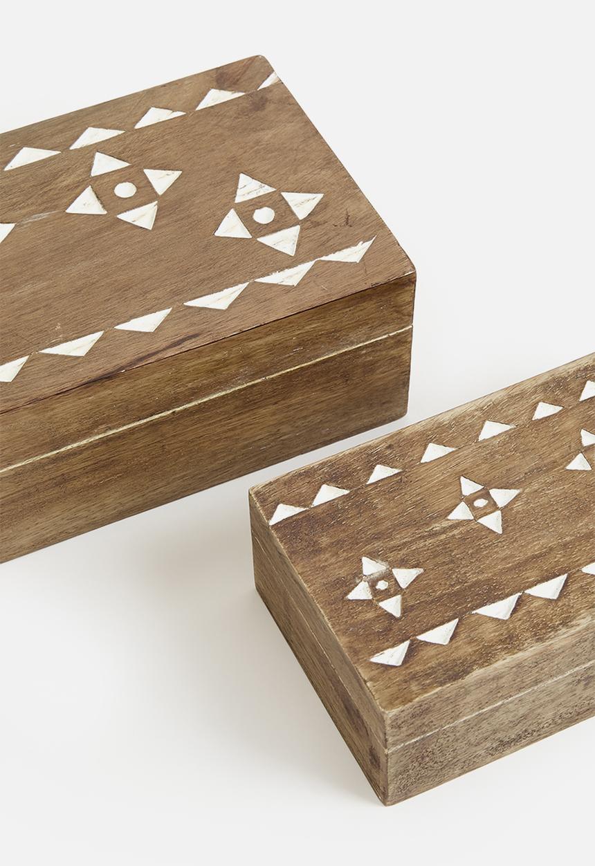 H&S - Decorative Mango Wood Box Set of 2 - neutral