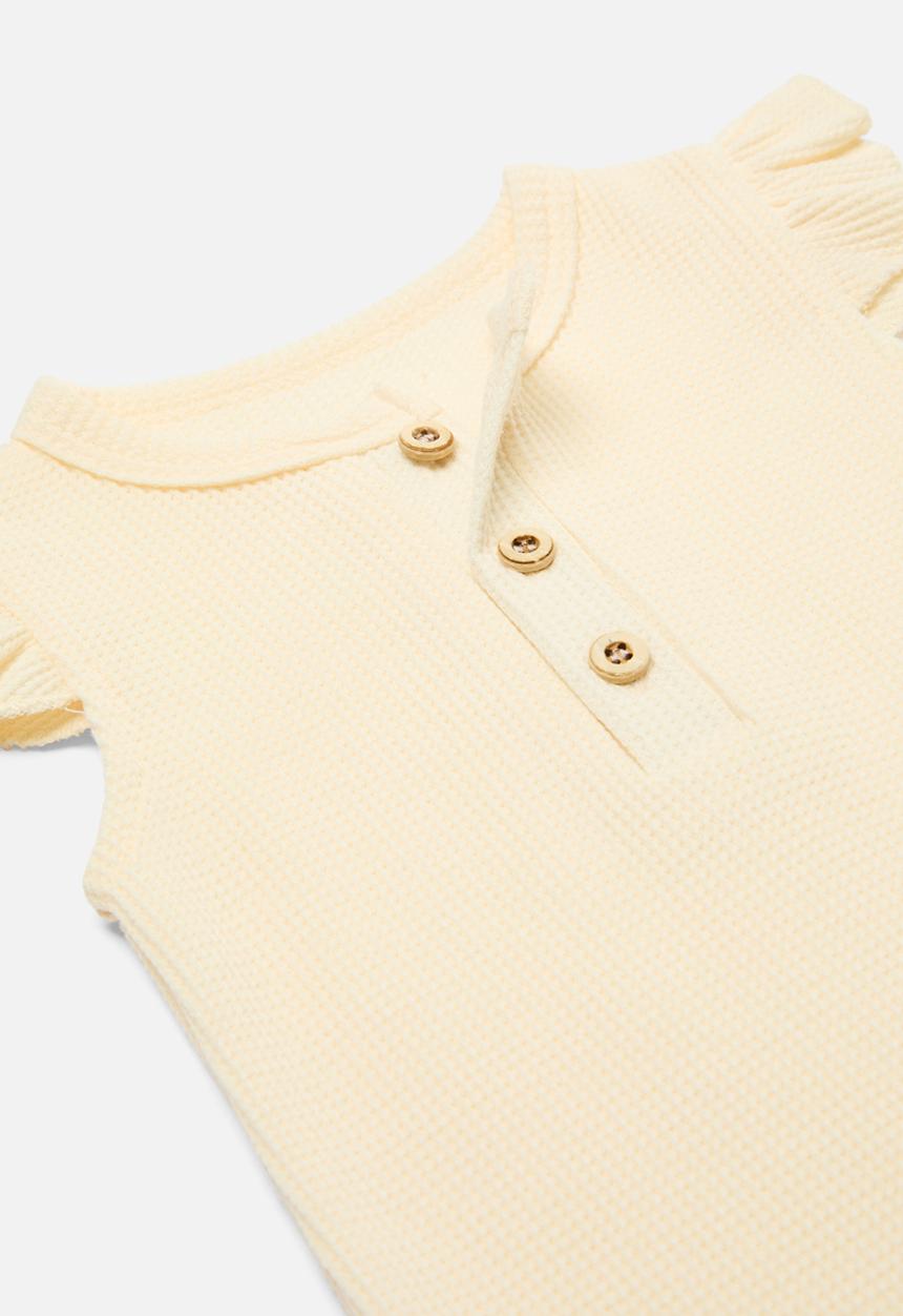 Pop Candy - Frilled buttoned romper - off white