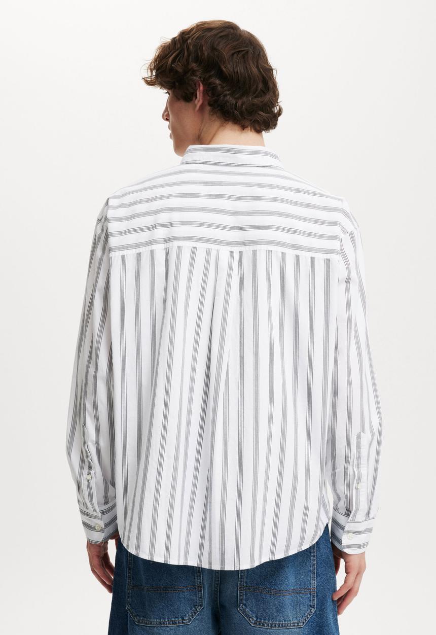 Cotton On - Loose fit long sleeve shirt - white stripe