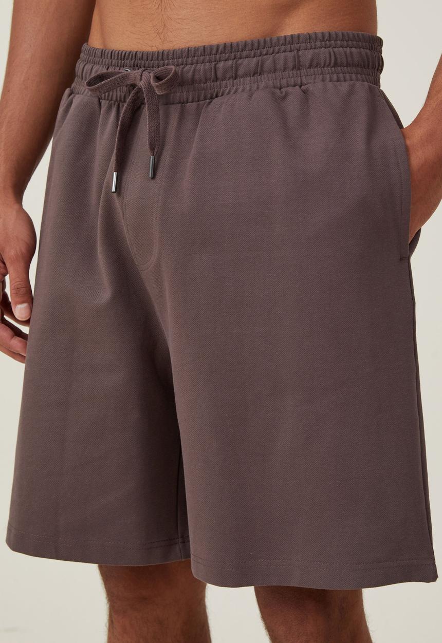 Cotton On - Oversized fleece short - washed chocolate