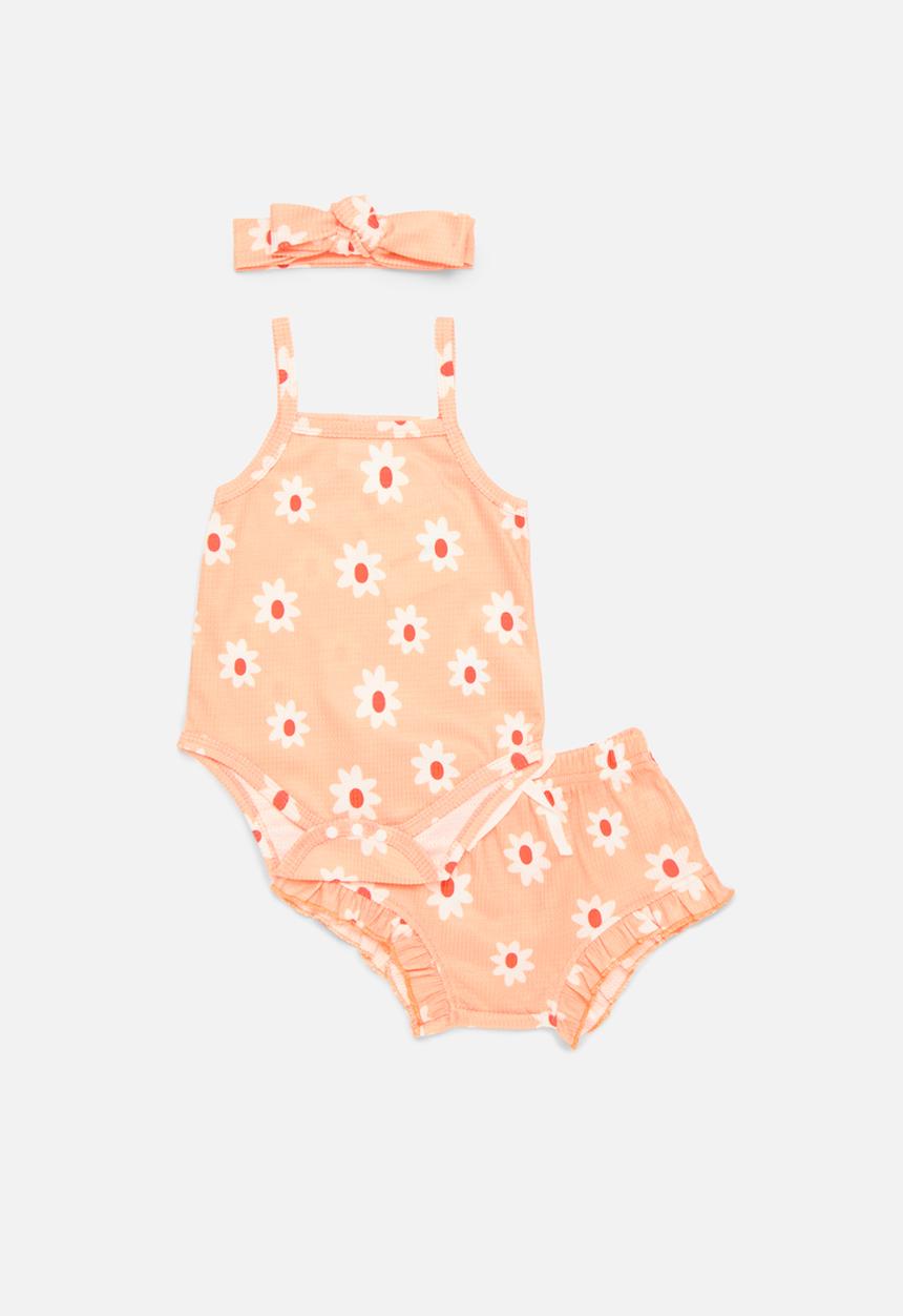 Pop Candy - Floral headband, bodyvest and short set - multi