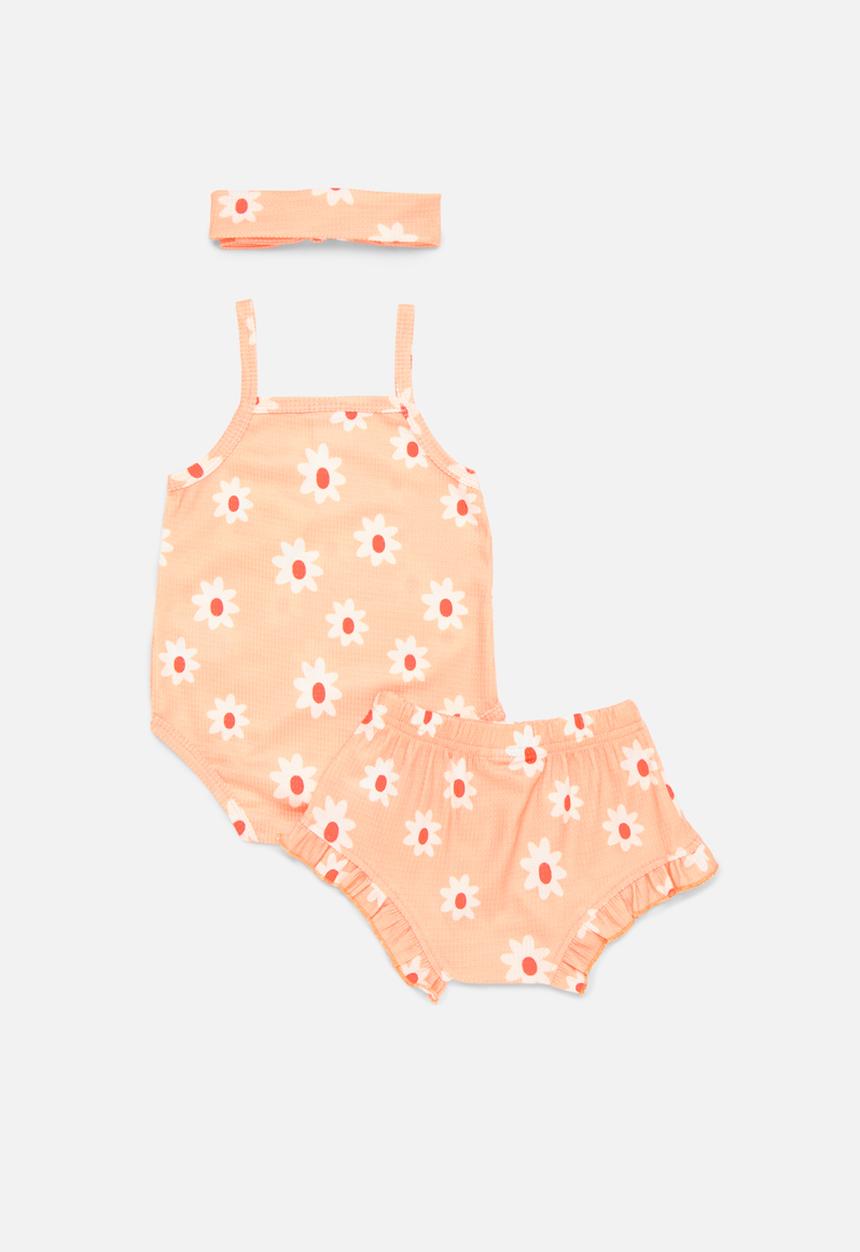 Pop Candy - Floral headband, bodyvest and short set - multi