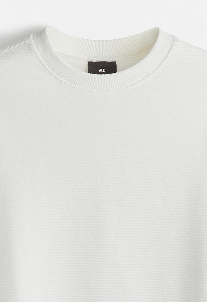 H&M - Regular fit ribbed sweatshirt - white