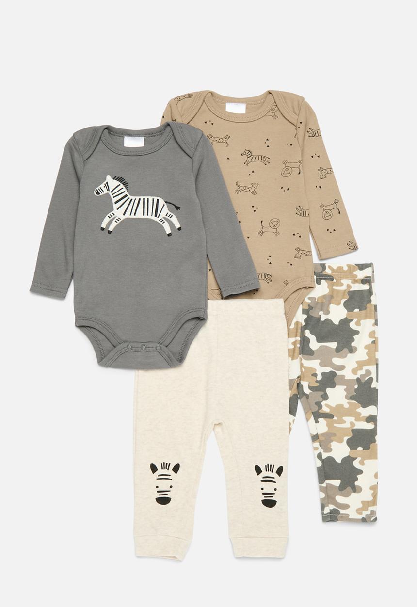 Pop Candy - 4 Piece bodyvest & legging set - green & grey