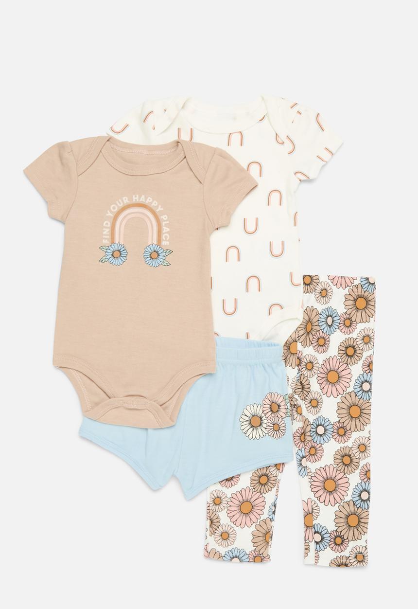Pop Candy - 4 Piece bodyvest shorts & legging set - light brown