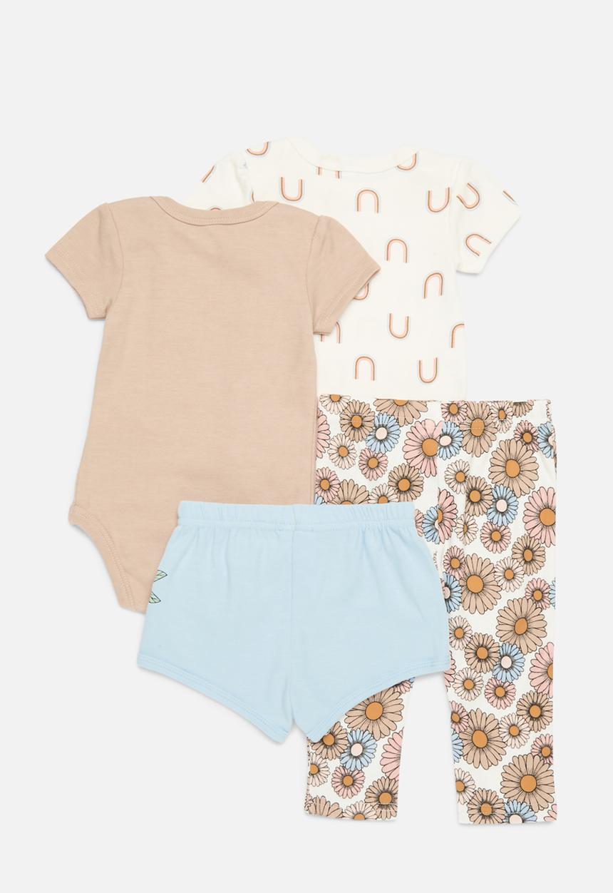 Pop Candy - 4 Piece bodyvest shorts & legging set - light brown
