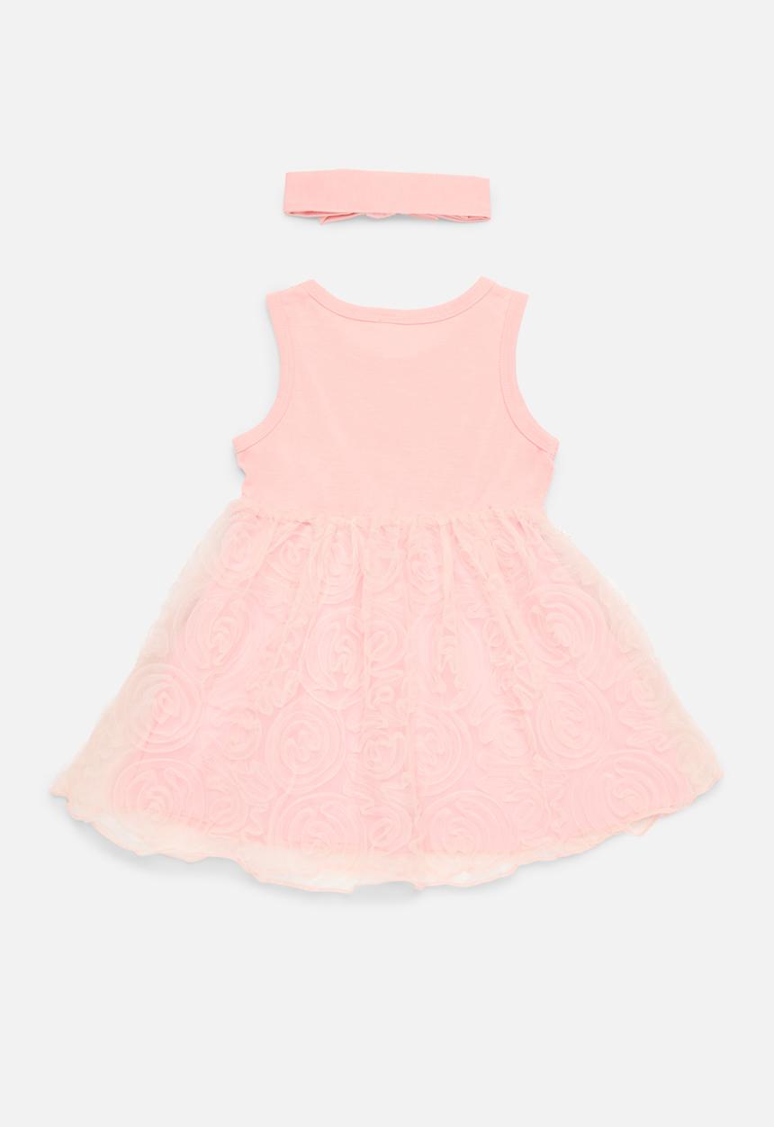 Pop Candy - Bow décor mesh dress - pink