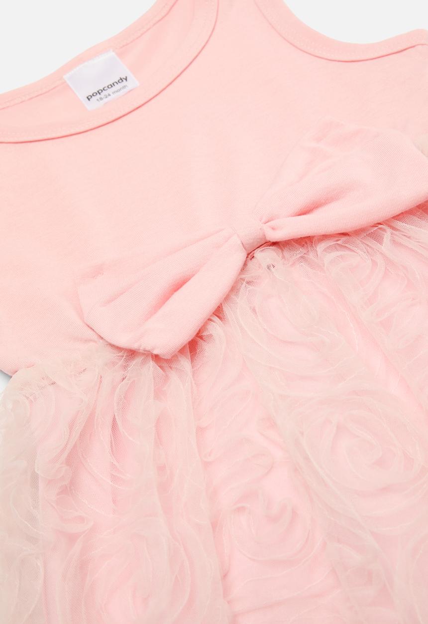 Pop Candy - Bow décor mesh dress - pink